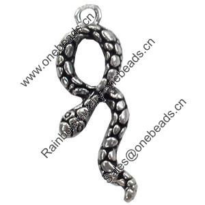 Pendant, Zinc Alloy Jewelry Findings, Snake, 11x33mm, Sold by Bag