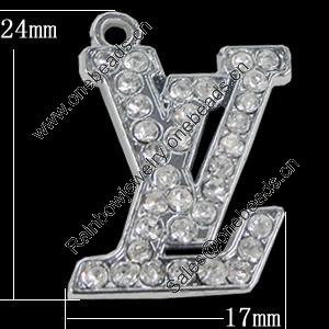 Pendant Setting Zinc Alloy Jewelry Findings, 17x24mm, Sold by Bag