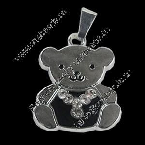Pendant Setting Zinc Alloy Jewelry Findings, Bear 18x22mm, Sold by Bag