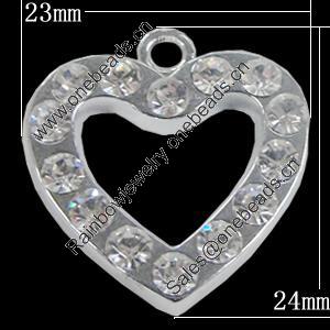 Pendant Setting Zinc Alloy Jewelry Findings, Heart 23x24mm, Sold by Bag