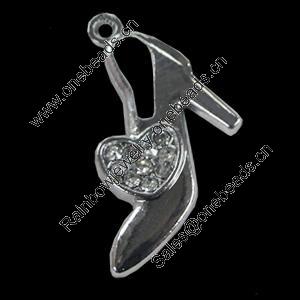 Pendant Setting Zinc Alloy Jewelry Findings, Shoes 15x29mm, Sold by Bag