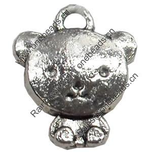 Pendant, Zinc Alloy Jewelry Findings, Bear, 11x13mm, Sold by Bag
