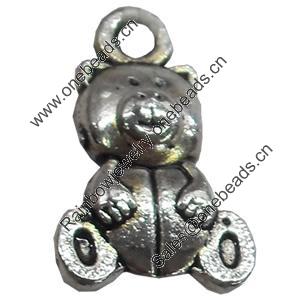 Pendant, Zinc Alloy Jewelry Findings, Bear, 9x15mm, Sold by Bag