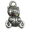 Pendant, Zinc Alloy Jewelry Findings, Bear, 9x15mm, Sold by Bag