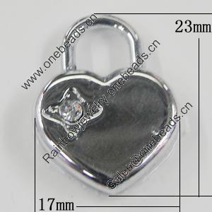 Pendant Setting Zinc Alloy Jewelry Findings, Lock 17x23mm, Sold by Bag