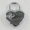 Pendant Setting Zinc Alloy Jewelry Findings, Lock 17x23mm, Sold by Bag