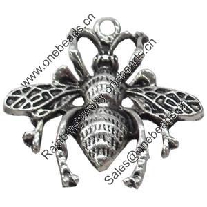 Pendant, Zinc Alloy Jewelry Findings, Bee, 26x26mm, Sold by Bag