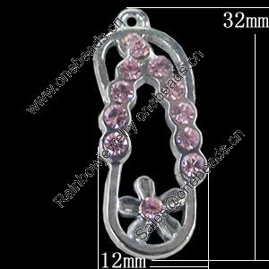 Pendant Setting Zinc Alloy Jewelry Findings, Shoes 12x32mm, Sold by Bag