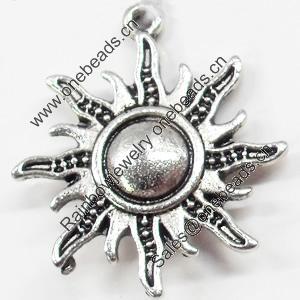 Pendant, Zinc Alloy Jewelry Findings, Sun, 25x28mm, Sold by Bag