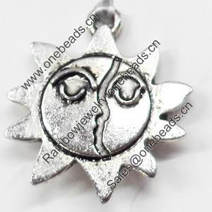 Pendant, Zinc Alloy Jewelry Findings, Sun, 21x23mm, Sold by Bag