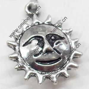 Pendant, Zinc Alloy Jewelry Findings, Sun, 16x21mm, Sold by Bag