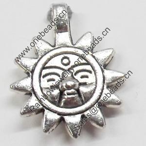 Pendant, Zinc Alloy Jewelry Findings, Sun, 15x18mm, Sold by Bag
