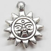 Pendant, Zinc Alloy Jewelry Findings, Sun, 15x18mm, Sold by Bag