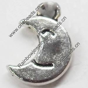 Pendant, Zinc Alloy Jewelry Findings, Moon, 9x14mm, Sold by Bag