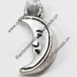 Pendant, Zinc Alloy Jewelry Findings, Moon, 6x13mm, Sold by Bag