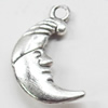 Pendant, Zinc Alloy Jewelry Findings, Moon, 13x22mm, Sold by Bag
