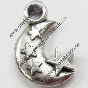 Pendant, Zinc Alloy Jewelry Findings, Moon, 14x21mm, Sold by Bag