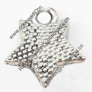 Pendant, Zinc Alloy Jewelry Findings, Star, 14x15mm, Sold by Bag