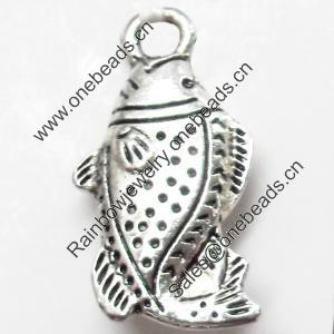 Pendant, Zinc Alloy Jewelry Findings, Fish, 13x28mm, Sold by Bag