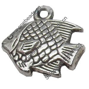 Pendant, Zinc Alloy Jewelry Findings, Fish, 17x17mm, Sold by Bag