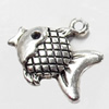 Pendant, Zinc Alloy Jewelry Findings, Fish, 17x17mm, Sold by Bag