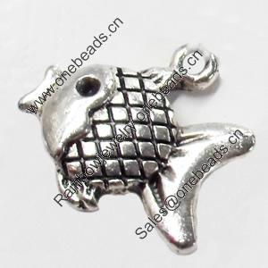 Pendant, Zinc Alloy Jewelry Findings, Fish, 17x17mm, Sold by Bag