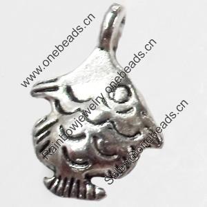 Pendant, Zinc Alloy Jewelry Findings, Fish, 11x14mm, Sold by Bag