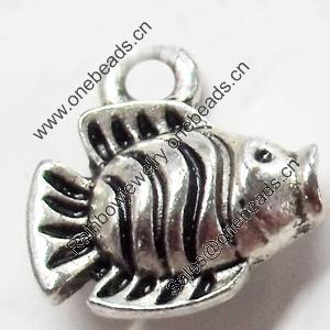 Pendant, Zinc Alloy Jewelry Findings, Fish, 12x12mm, Sold by Bag