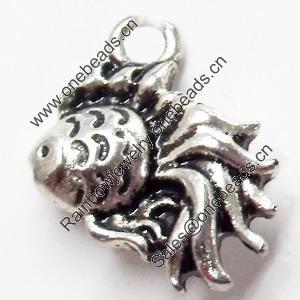 Pendant, Zinc Alloy Jewelry Findings, Fish, 12x16mm, Sold by Bag  