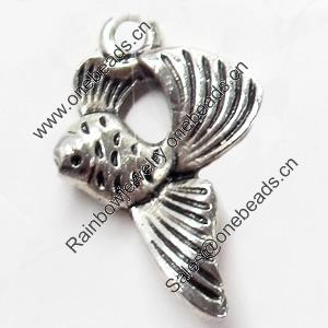 Pendant, Zinc Alloy Jewelry Findings, Fish, 11x20mm, Sold by Bag  