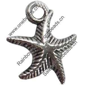 Pendant, Zinc Alloy Jewelry Findings, Star, 14x17mm, Sold by Bag  