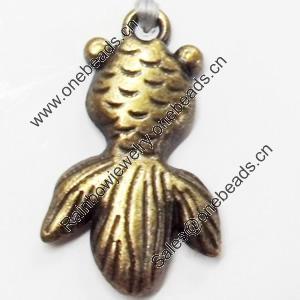 Pendant, Zinc Alloy Jewelry Findings, Fish, 14x24mm, Sold by Bag  