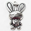 Pendant, Zinc Alloy Jewelry Findings, Rabbit, 13x18mm, Sold by Bag  