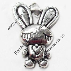 Pendant, Zinc Alloy Jewelry Findings, Rabbit, 13x18mm, Sold by Bag  