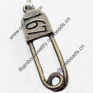 Pendant, Zinc Alloy Jewelry Findings, 10x34mm, Sold by Bag  