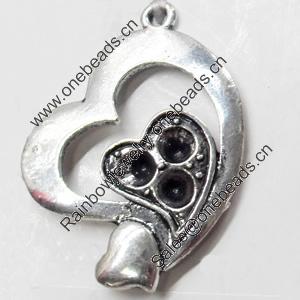 Pendant, Zinc Alloy Jewelry Findings, Heart, 27x28mm, Sold by Bag  