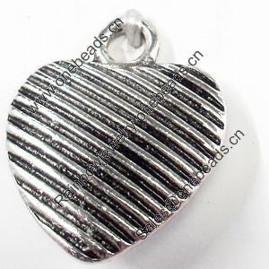 Pendant, Zinc Alloy Jewelry Findings, Heart, 20x25mm, Sold by Bag  