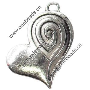 Pendant, Zinc Alloy Jewelry Findings, Heart, 21x21mm, Sold by Bag  