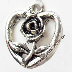 Pendant, Zinc Alloy Jewelry Findings, Heart, 16x19mm, Sold by Bag  