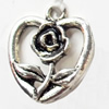 Pendant, Zinc Alloy Jewelry Findings, Heart, 16x19mm, Sold by Bag  