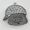 Pendant Setting Zinc Alloy Jewelry Findings, Pig Head 21x22mm, Sold by Bag