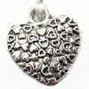 Pendant, Zinc Alloy Jewelry Findings, Heart, 13x14mm, Sold by Bag  