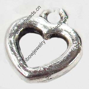 Pendant, Zinc Alloy Jewelry Findings, Heart, 10x12mm, Sold by Bag  