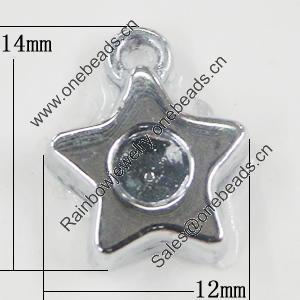 Pendant Setting Zinc Alloy Jewelry Findings, Star 12x14mm, Sold by Bag