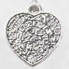 Pendant, Zinc Alloy Jewelry Findings, Heart, 17x20mm, Sold by Bag  