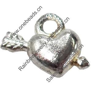 Pendant, Zinc Alloy Jewelry Findings, Heart, 13x10mm, Sold by Bag  