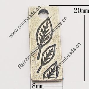 Pendant, Zinc Alloy Jewelry Findings, Rectangle 8x20mm, Sold by Bag