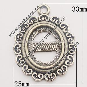 Zinc Alloy Pendant Settings, 25x33mm, Sold by Bag