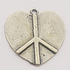 Pendant, Zinc Alloy Jewelry Findings, Heart 24x24mm, Sold by Bag
