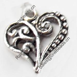 Pendant, Zinc Alloy Jewelry Findings, Heart, 13x14mm, Sold by Bag  